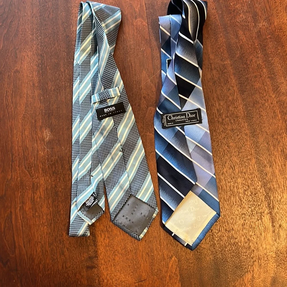 Two Vintage Ties for One Price Blues Hugo Boss and Dior